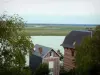 Bahía de Somme - Saint-Valery-sur-Somme: casas y los árboles con vistas a la bahía