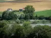 Meer van Bairon - Uitzicht op het water reservoir omgeven door bomen en velden