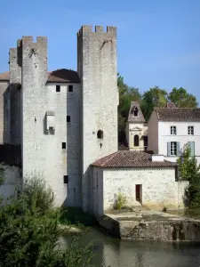 Barbaste mill - Henry IV fortified mill (moulin des Tours) beside River Gélise; in the Pays d'Albret region