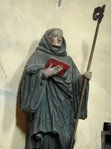 Basilique d'Évron - Intérieur de la basilique Notre-Dame-de-l'Épine : chapelle Saint-Crespin : statue de saint Benoît