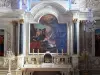 Bassac abbey - Inside of the Saint-Etienne abbey church: chancel, altarpiece of the high altar, painting