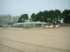 La Baule - Sandy beach of the seaside resort, trees and buildings