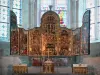 Baume-les-Messieurs - Abbey: Flemish altarpiece and stained glass windows of the Saint-Pierre abbey church