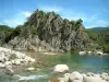 Bavella massif - Rock masses, river and rocks