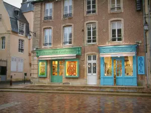 Bayeux - Haus und Boutiquen des Kirchplatzes Notre-Dame