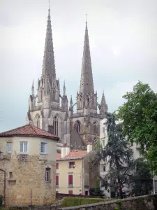 Bayonne - Guglie della Cattedrale di S. Maria e la torre del castello-Vecchio