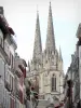Bayonne - Spitsen van St. Mary's Cathedral en de gevels van de oude stad