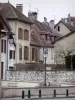 Belley - Facades of houses in the old town; in Lower Bugey