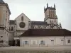 Belley - Bell tower of the Saint-Jean-Baptiste cathedral and courtyard of the episcopal palace