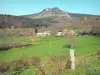 Berg Mézenc - Regionaler Naturpark der Ardèche-Berge - Ardèche-Gebirge: Bauernhof umgeben von Bergwiesen, am Fusse des Bergs Mézenc