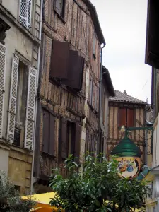 Bergerac - Houten huizen van de oude stad, in de Dordogne vallei