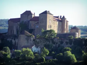 Berzé-le-Châtel castle - Medieval fortress (feudal castle) on its rocky mountain spur; in Mâconnais