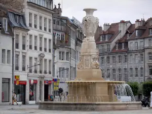 Besançon - Piazza della Rivoluzione con le sue fontane e le case