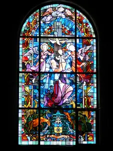 Besançon - Inside of the Saint-Jean cathedral: stained glass windows