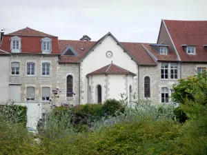 Besançon - Frontage sulla spianata dei diritti dell'uomo (piazza del municipio), decorato con arbusti e fiori