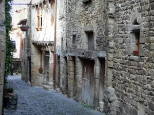 Billom - Medieval town (medieval quarter): paved alley lined with stone houses