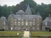 Bourbansais castle - Castle, path lined with lawns, trees