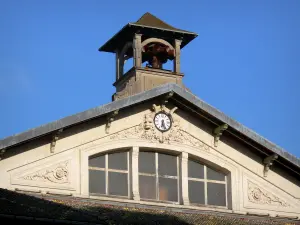 La Bourboule - Spa resort: clock and bell tower of the town hall