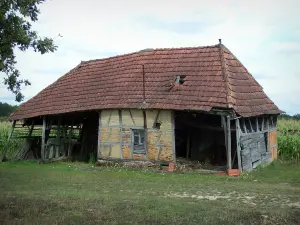 Bourgondische Bresse - Grange baksteen en houten boerderij bressane