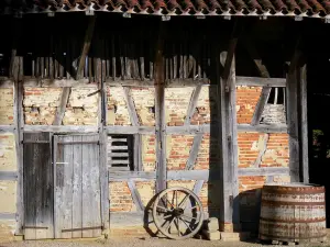 Bresse savoyarde - Farm-Forest Museum: gevel van de Bresse boerderij, van de korte