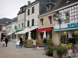 Brou - Maisons et commerces de la ville, lampadaire, fleurs