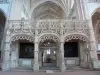 Brou Royal Monastery - Inside the Brou church of Flamboyant Gothic style: rood screen and its stone lace