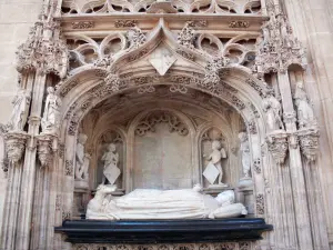 Brou Royal Monastery - Inside the Brou church of Flamboyant Gothic style: tomb of Margaret of Bourbon 