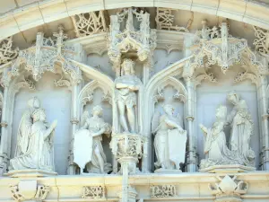 Brou Royal Monastery - Carved tympanum of the portal of the Brou church 