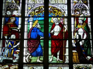 Brou Royal Monastery - Inside the Brou church: stained glass window