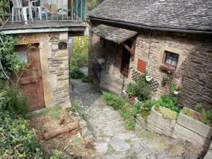 Brousse-le-Château - Ruelle pavée et maisons en pierre du village