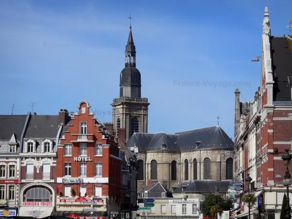 Cambrai - Saint-Géry church with its tower and houses of the city
