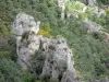 Caos de Montpellier-le-Vieux - Rochas dolomíticas ruiniformes cercadas por vegetação