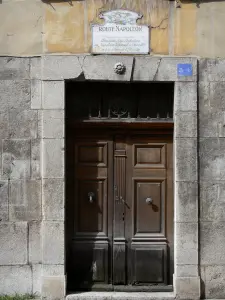 Castellane - Entrance to the Verdon Arts and Popular Traditions museum, former prefecture where Napoleon lunched on 3 March 1815, National street