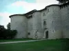 Castello di Mauriac - Castello (fortezza), affiancato da torri, vialetto e prati