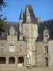 Castello di Rocher - Facciata rinascimentale, loggiato, affiancata da una torre circolare, e bene, nella città di Mézangers