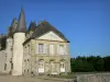 Castello di Rocher - Torri e la facciata del castello nella città di Mézangers