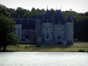 Castello di La Verrerie - Lake shore, e castello rinascimentale Ivoy foresta sullo sfondo