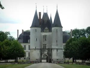 Castillo de Dampierre - Gatehouse con torretas en la pimienta al castillo y el parque