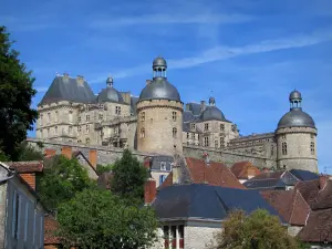 Castillo de Hautefort - Castillo con vistas a las casas de la aldea