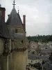 Castillo de Langeais - Torre de la fortaleza con vistas a las casas de la ciudad