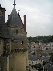 Castillo de Langeais - Torre de la fortaleza con vistas a las casas de la ciudad