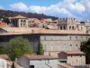 Caunes-Minervois - Edifici monastici e le torri della ex abbazia benedettina, e le case del borgo medievale