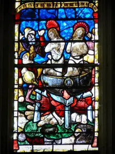 Ceffonds - Binnen in de kerk van Saint-Remi: glas in lood van de zestiende eeuw