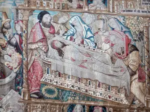 La Chaise-Dieu Abbey - Old tapestry representing the Entombment