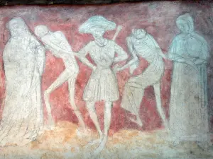 La Chaise-Dieu Abbey - Inside the Saint-Robert abbey church: mural of the Danse macabre