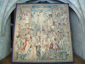 La Chaise-Dieu Abbey - Old tapestry representing the Crucifixion