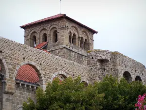 Champdieu church - Romanesque bell tower and fortifications of the fortified Romanesque church