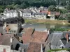 Charité-sur-Loire - 老镇的屋顶和在河卢瓦尔河的桥梁的看法
