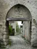 Charroux - Porte d'Orient gate and facades of houses in the background