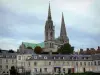 Chartres - Notre Dame kathedraal in de gotische stijl (westkant) en gebouwen in de stad